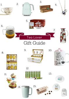 the tea lover gift guide is filled with items to give as gifts for friends and family members