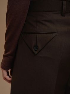 Triangle Pocket Relaxed Trousers, Fondant – SourceUnknown Elegant Brown Pants With Button Closure, Tailored Business Pants With Buttons, Flat Front Bottoms With Buttons For Workwear, Flat Front Buttoned Workwear Bottoms, Single Button Flat Front Bottoms For Work, Single Button Flat Front Workwear Bottoms, Fashion For Petite Women, Relaxed Trousers, Suiting Fabric