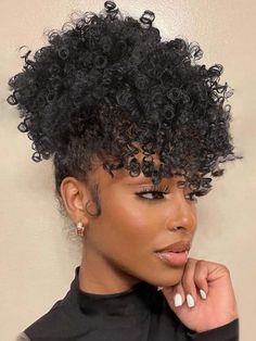 Free Returns ✓ Free Shipping✓. Afro Puff Drawstring Ponytail with Bangs Pineapple Updo Hair for , Short Kinky Curly Ponytail Bun- Synthetic Hair Bangs at SHEIN. Afro Hair Extensions, Afro Puff Ponytail, Puff Ponytail, Dunner Wordend Haar, Hair Puff, Curly Clip Ins, Ponytail Bun, Curly Updo, Curly Ponytail