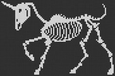 a cross - stitch pattern of a horse with skeleton on it's back and legs