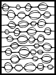 a black and white drawing of wavy lines in the shape of an abstract pattern with circles