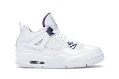 the air jordan 4 retro is white and purple