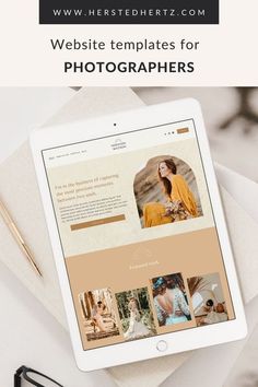 a tablet with the words website templates for wedding photographers