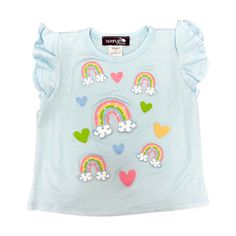 Sparkle by Stoopher Rainbow Ruffle Sleeve Tee