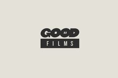 the good films logo is shown in black and white