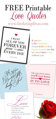 four different greeting cards with the words i love you, all of you forever and every day