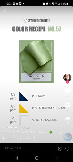 the color recipe is displayed on an iphone screen, and it's also available for purchase