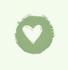 a green circle with a white heart drawn on the center, and a light green background