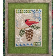 Seasonal Courier Cross Stitch Pattern - Cardinal's Wnter - Stitched Modern Robin Pickens Cross Stitch, Needlework Ideas, Cross Stitch Gallery, Holiday Cross Stitch Patterns, Winter Cross Stitch, Types Of Stitches, Needle Point, Needlepoint Patterns