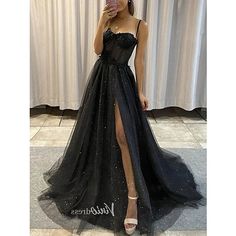 Silhouette:A-Line; Hemline / Train:Floor Length; Closure:Zipper UP; Built-In Bra:Yes; Embellishment:Slit; Fabric:Tulle; Sleeve Length:Sleeveless; Tips:Professional dry cleaner only,Colors may vary slightly due to different monitor settings; Boning:Yes; Style:See Through,Gothic,Corsets; Occasion:Graduation; Neckline:Scoop Neck; Front page:Prom Dresses; Listing Date:02/16/2023; Bust:; Hips:; Hollow to Floor:; Waist: Gaun Tulle, Glitter Prom Dress, Sparkly Prom Dress, 파티 드레스, Custom Prom Dress, Spaghetti Strap Prom Dress, Tulle Evening Dress, Graduation Dresses, Black Prom Dress