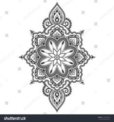 an intricate black and white pattern on a white background stock photo - image 34978