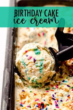 birthday cake ice cream with sprinkles in a pan