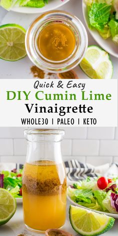 the ingredients to make quick and easy diy cumin line vinaigrete