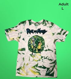 Introducing our Rick and Morty Sublimation Tie Dye Shirt! This hand-made shirt features bright, vibrant colors in a unique tie dye pattern that has never been seen before. Stand out from the crowd and show off your love for the hit TV show with this one-of-a-kind shirt. Perfect for fans of Rick and Morty who want to add a pop of color to their wardrobe. Get yours today and make a statement! Green T-shirt With All Over Print For Spring, Green All Over Print T-shirt For Spring, Green All-over Print T-shirt For Spring, Spring Acid Wash T-shirt With Sublimation Print, Summer Graphic Print Sublimation Short Sleeve T-shirt, Summer Graphic Print Short Sleeve Sublimation T-shirt, Spring Sublimation Print Short Sleeve Top, Relaxed Fit Tie Dye T-shirt With Sublimation Print, Summer Graphic Print Sublimation Design Short Sleeve