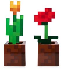 two lego plants sitting on top of each other in front of a white background,