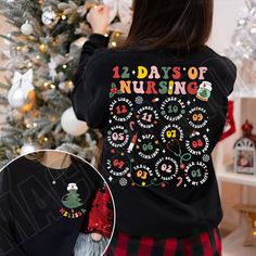 12 Days of Nursing: A Hilarious Holiday Prescription for Laughter Welcome to Macievision Shop! I am so happy to see you here. HOW TO ORDER 1. Select the shirt 𝗦𝘁𝘆𝗹𝗲 2. Select the 𝗦𝗶𝘇𝗲 3. Select the shirt color 4. Select the quantity, 5. Click 𝗔𝗗𝗗 𝗧𝗢 𝗖𝗔𝗥𝗧. If you want to buy more than one, please go back to the listing and repeat the steps. "If you have any question, please send us a message." BRAND If you want a specific brand, please send us a message right after you place the Nurse Christmas Shirts, Hospital Christmas, Nurse Crafts, Sweater Drying Rack, New Years Outfit, Nurse Sweatshirt, New Year Party, I Am So Happy