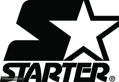 the star logo is black and white with a large star on it's side