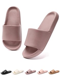 PRICES MAY VARY. 【Inexpensive House Slides】If you just simply want a pair of slides for around the house, this one is the one! They are stain-resistant, easy to clean, easy to put on & off. Most importantly, it's INEXPENSIVE! 【Cloud Slides】These cloud slides are made of high quality EVA, so they are super squishy and light-weight. While having they on, you feel just like walking on the bouncy clouds. 【Ergonomic Design】The upward-tilted toe box area and the sunken footbed follow the curve of your Cloud Slides, House Slide, Shower Slippers, Shower Shoes, Foot Injury, Womens Slides Sandals, Sandals Comfortable, Slides For Women, Slides Sandals