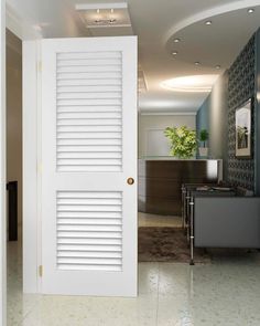 an open white door in a room