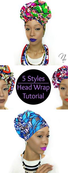 5 different & easy head wrap/turban styles tutorial Doek Styles, Head Wrap Tutorial, Turban Styles, Scarf Wraps, Wrap Turban, Head Scarfs, Wrap Tutorial