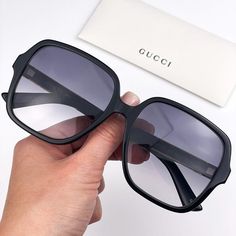 Gucci Gg1189s 002 Sunglasses Black Grey Gradient Square Oversized Women Brand - Gucci Year - 2022 Model - Gg1189s Color Code - 002 Gender - Women Frame Colour - Black Frame Shape - Square Frame Style - Full Rim Frame Material - Acetate Lens Material - Cr39 Lens Color - Grey Gradient Uv Protection - Category 3 Size - 58/17/145 100% Uv Protection Authentic! Full Retail Package With All Accessories. Have All Colors Of Gucci Cases In Stock. Feel Free To Message Me The Color Of Case You Would Like To Crystal Sunglasses, Black Sunglasses Square, Sunglasses Women Oversized, Black Cat Eye Sunglasses, Trendy Sunglasses, Grey Gradient, Oversize Women, Gucci Models, Rectangular Sunglasses