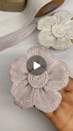 How To Make Flower From Fabric, Make Flowers Out Of Fabric, How To Make Fabric Flowers, Flower Making Fabric, Fabric Flowers Diy Easy, Lace Flowers Tutorial, Fabric Flower Making, Flower Making Crafts, Easy Yarn Crafts