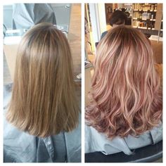 Gold Hairstyles, Rose Gold Blonde, Rose Gold Highlights, Highlights Ombre, Gold Highlights, Rose Gold Hair, Hair Color And Cut