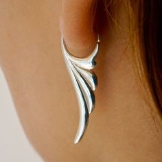 Elf Earrings, Bijoux Art Nouveau, 2d Shapes, Fern Leaf, Small Sculptures, Silver Art, Jewelry Inspo, Stylish Jewelry, Ear Jewelry