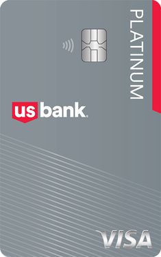 the us bank visa credit card is shown in red and gray, with an american flag on