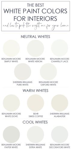 the best white paint colors for interior walls and floors in neutrals, warm whites