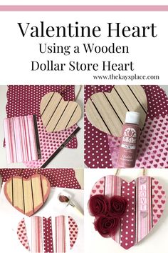 valentine's day craft using wooden dollar store heart