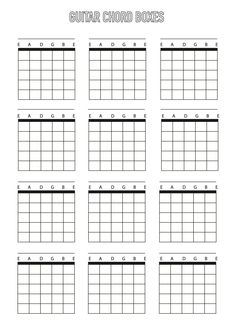 the guitar chords are arranged in four rows