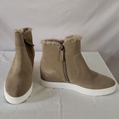 Taupe Suede Water Resistant Sneaker Spring Suede Low-top Boots, Spring Low-top Suede Boots, Suede Sneakers, Womens Shoes Sneakers, Faux Fur, Shoes Sneakers, Water Resistant, Women Shoes, Cream