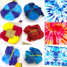 several pictures of different types of tie - dyed items