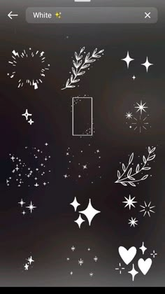 a black background with white stars and sparkles