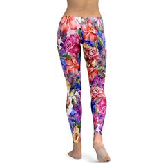 Do you already own floral leggings? If not, these Colorful Floral Leggings are the perfect style to complete your summer wardrobe. If yes, than you need to add these leggings to your collection of floral leggings to enlarge on your dynamic summer look. Our designer did a great job combining the different colors and different flowers making it an eye-catching legging. Stretch Floral Print Leggings For Yoga, Stretch Floral Print Leggings, Tight Yoga Pants For Spring, Tight Yoga Pants For Summer, Spring Floral Print Yoga Bottoms, Spring Yoga Bottoms With Floral Print, Spring Floral Print Stretch Leggings, Floral Print Yoga Bottoms For Spring, Spring Printed Fitted Leggings