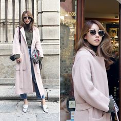 Rekay Style - Christian Dior Cateye Sunglass, Maje Oversized Maxi Coat, High Cheeks Check Bag, Mango Boyfriend Denim Jeans, Gucci Marmont Pumps - Effortless weekend coat look Shoe Outfits, Romantic Mood, Boyfriend Denim