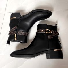 Brand New No Box. Calvin Klein Black Boots With Round Toe, Calvin Klein Black Round Toe Boots, Chic Calvin Klein Boots With Round Toe, Ck Calvin Klein, Calvin Klein Shoes, Calvin Klein Black, Womens Calvin Klein, Bootie Boots, Black And Brown