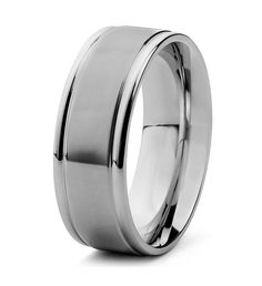 Wear this stylish stainless steel band as your daily wedding band or as an eye catching fashionable accessory. The center of the band has a brushed finish, and the edges have a polished finish. The width of the band is 8mm. | Men's Brushed Stainless Steel and Polished Grooved Ring (8mm) - Size 7 | 1-800-Flowers Everyday Gift Delivery Men's Brushed Stainless Steel & Polished Grooved Ring (8Mm) - Size 13 Silver Stainless Steel Ring With Brushed Finish, Silver Titanium Ring With Brushed Finish, Mens Fashion Jewelry, Gift Delivery, Everyday Gifts, Stainless Steel Polish, Rings Jewelry Fashion, Jewelry Companies, Stainless Steel Band