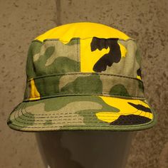 Black Yellow And Gray Sizes Yellow Retro Hat For Outdoor, Yellow Cotton Outdoor Hat, Yellow Cotton Hat For Outdoor, Retro Yellow Hats For Outdoor, Retro Yellow Outdoor Hat, Retro Yellow Hat For Outdoor, Casual Camouflage Flat Cap, Yellow Curved Brim Hat For Streetwear, Casual Camouflage 5-panel Hat