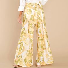 Brand New & Never Worn! Size Small Flying Tomato Pants. “This Season’s Harmony Is Really Going To Stem From How Often I Can Rock These Yellow Floral Print Pants. They’re So Perfect And Cute, And They Really Start My Day On A High Note! These Pants Feature Features Wide Legs, A Zipper On The Side, And Comes With An Adjustable Belt. Model Is Wearing A Small. 100% Polyester ” “Fit: These Pants Fit True To Size. Length: These Pants Hit The Ground. Waist: The Waist Is Fitted. Hips: The Hips Are Relax Boutique Pants, Floral Print Pants, Red Dress Women, Pants Fit, Flying Tomato, Red Dress Boutique, Red Jumpsuit, Dress Boutique, Print Pants