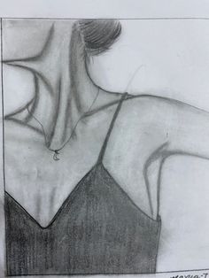 a pencil drawing of a woman's back