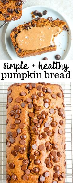 a loaf of pumpkin bread with chocolate chips on top