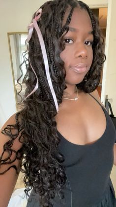 #blackhairstyles #blackgirlshairstyles #blackgirl #coquette Coquette Braids, Curly Braided Hairstyles, Boho Braided Hairstyles, Protective Hairstyles Braids, Hair Stylies, Box Braids Hairstyles, Braids For Black Hair