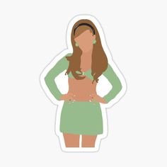 a woman with her hands on her hips wearing a green dress and headphones sticker