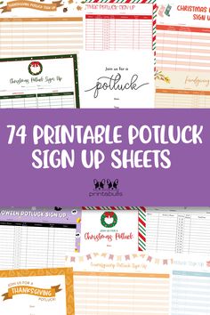 the free printable potluck sign up sheets are perfect for your holiday planner