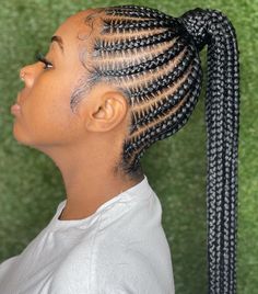 Cornrows To Ponytail, Hair Braid Into Ponytail, Cornrows Into Ponytail, High Ponytail Hairstyles For Black Women, Braids Into Ponytail, Hairdo Ideas