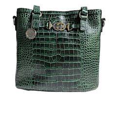 Patricia Nash Limited Edition For 10th Anniversary Croc Embossed Leather Handbag In Excellent Condition. It Was My Bag I Purchased Brand New. It Does Have A Small Spot On Back As Seen In Picture. Other Than That In A+ Condition. 4.5” Deep 12” Wide 11” Tall 24” Straps 12” Drop Green Leather Satchel With Crocodile Pattern, Classic Green Crocodile Pattern Bag, Luxury Green Bag With Leather Lining, Green Leather Bag With Crocodile Pattern, Formal Green Shoulder Bag With Leather Lining, Luxury Green Shoulder Bag With Leather Lining, Green Crocodile Pattern Bag For Formal Occasions, Formal Green Crocodile Pattern Bag, Green Crocodile Pattern Formal Bag