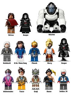 the lego star wars characters are all in different colors