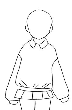 a black and white drawing of a person wearing a sweater